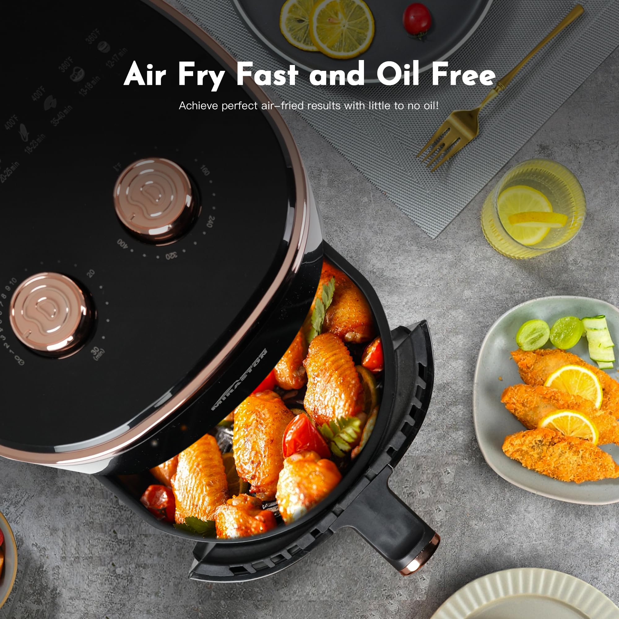 MIRASTON Air Fryer 3.6QT, Manual Control Mechanical Knob Air Fryers, Small Yet Surprisingly Large Capacity - Oilless Cooking for Healthier Delights, Black