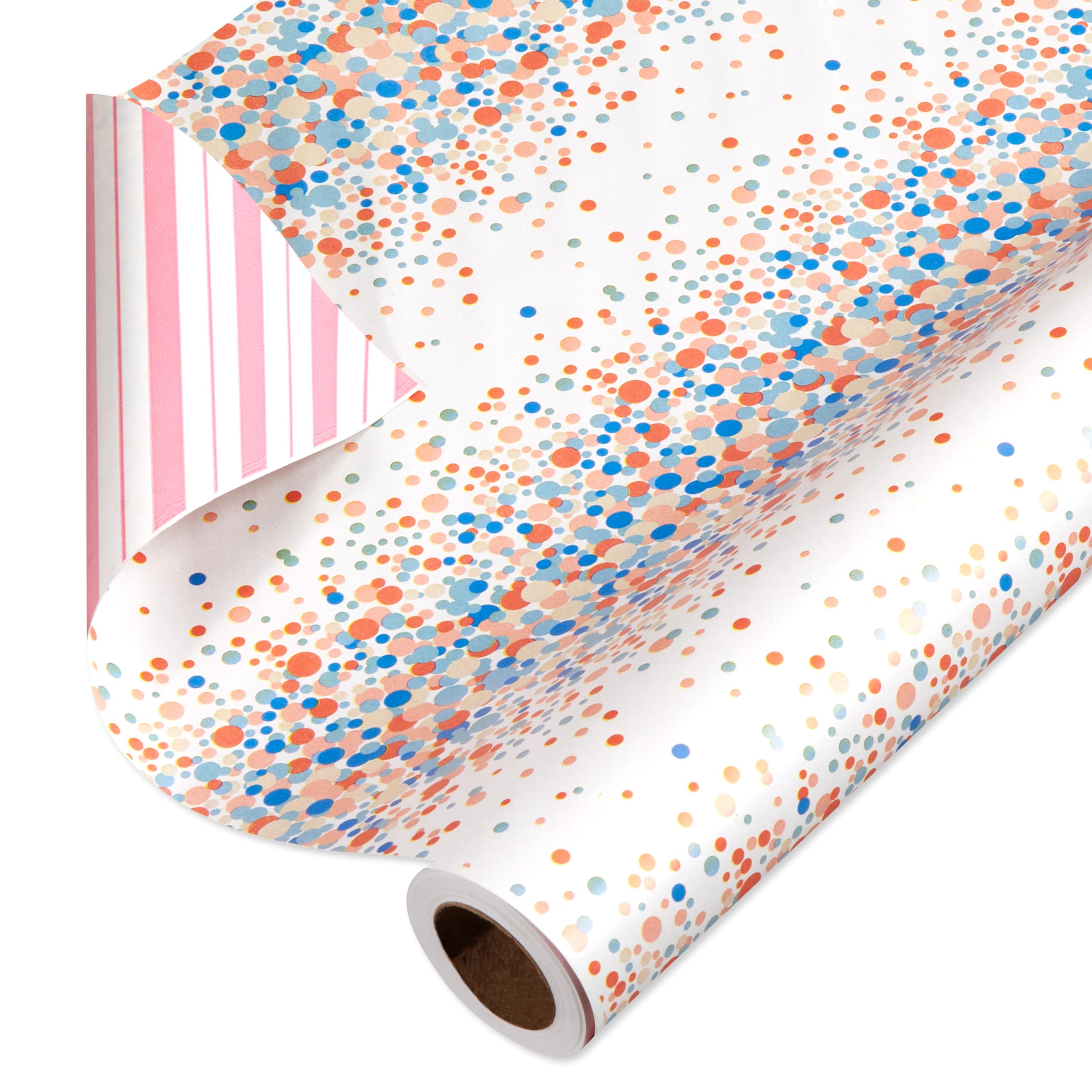 American Greetings 175 sq. ft. Reversible Wrapping Paper for Birthdays, Weddings, Bridal Showers, Baby Showers and All Occasions, Multicolored Polka Dots (1 Roll, 30 in x 70 ft.)