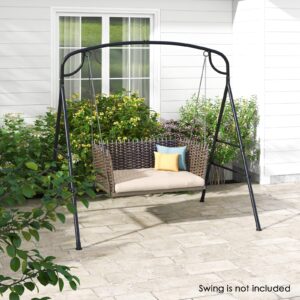 HAPPYGRILL Outdoor Swing Frame Heavy-Duty Metal Porch Swing Stand with Side Bars & 2 Rings, 660 lbs Weight Capacity, A-Frame Swing Frame for Garden, Backyard, Balcony