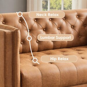 HIFIT 2 Piece Sofa Set for Living Room, Modern Sofas Couches with 2 Pillows, Button Tufted Couch with Extra Deep Seats, 3 Seat Sofa for Apartment Lounge, Brown