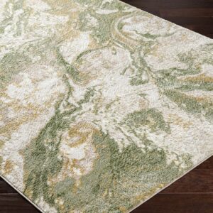 BoutiqueRugs Liverpool Modern Abstract Large Area Rug - Contemporary Marble Print Rug for Living Room - Cream, Green - 7'10" x 10' (8x10 Area Rug)