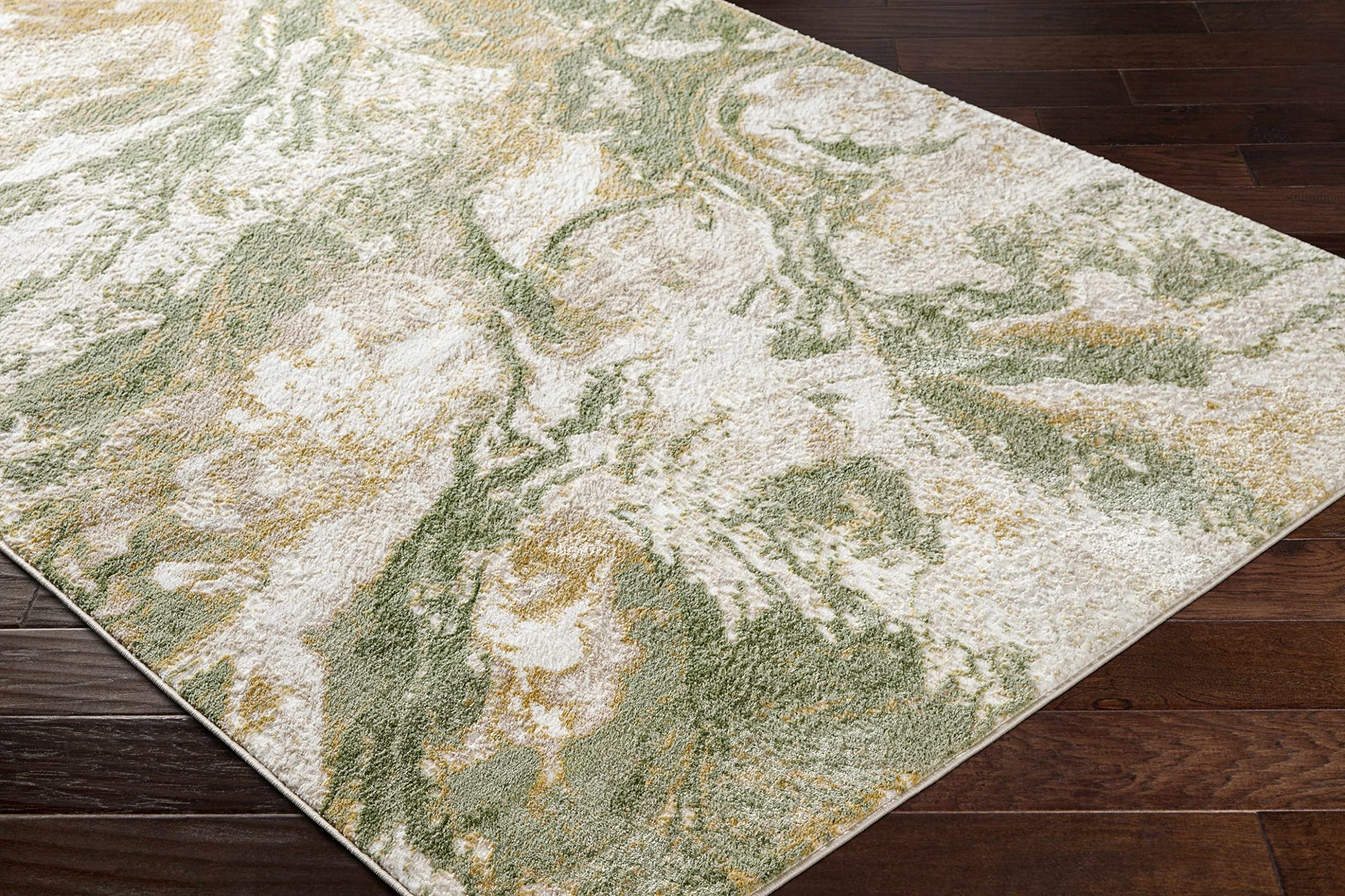 BoutiqueRugs Liverpool Modern Abstract Large Area Rug - Contemporary Marble Print Rug for Living Room - Cream, Green - 7'10" x 10' (8x10 Area Rug)