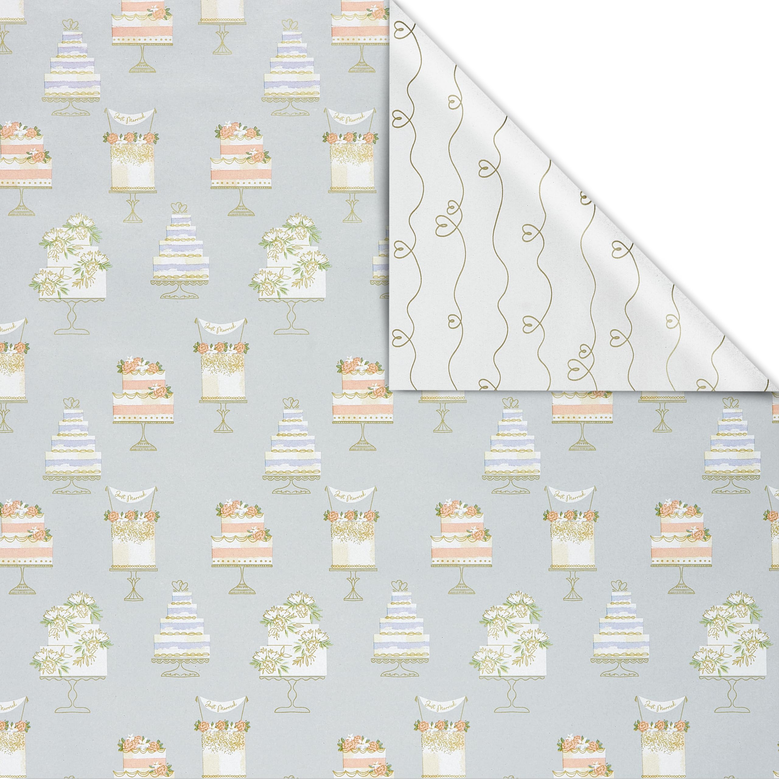 American Greetings 175 sq. ft. Reversible Wrapping Paper for Weddings, Bridal Showers, Engagement, Anniversaries and All Occasions, Wedding Cakes (1 Roll, 30 in x 70 ft.)