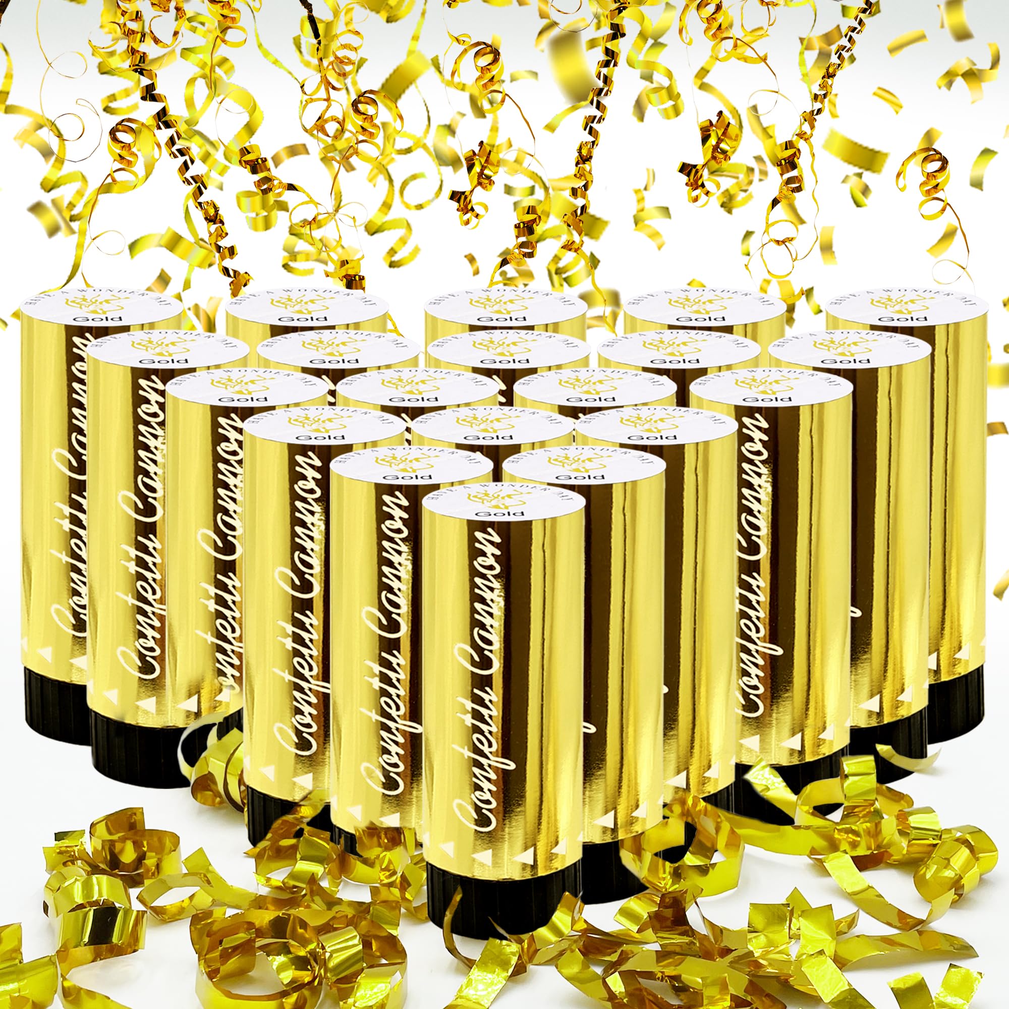 20 PCS Gold Party Confetti Poppers Cannons for Wedding Birthday Graduation Baby Shower Anniversary Christmas New Year's Party Celebrations Supplies and Favors