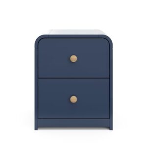 Storkcraft Next Santos 2-Drawer Nightstand (Midnight Blue with Natural) – GREENGUARD Gold Certified, Pre-Installed Drawer Tracks for Easier Assembly, Nightstand Organizer for Kids Bedroom