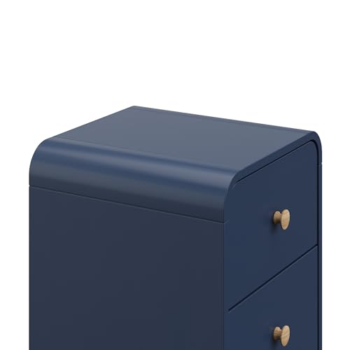 Storkcraft Next Santos 2-Drawer Nightstand (Midnight Blue with Natural) – GREENGUARD Gold Certified, Pre-Installed Drawer Tracks for Easier Assembly, Nightstand Organizer for Kids Bedroom