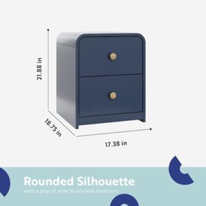 Storkcraft Next Santos 2-Drawer Nightstand (Midnight Blue with Natural) – GREENGUARD Gold Certified, Pre-Installed Drawer Tracks for Easier Assembly, Nightstand Organizer for Kids Bedroom