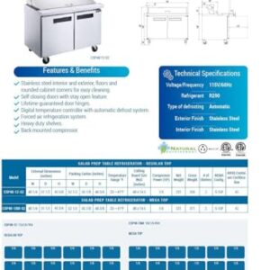 Elite Kitchen Supply Commercial Sandwich Prep Table Refrigerator, ETL NSF Salad Pizza Fridge Cooler, 48" W 11.47 cu.ft. Fan Cooling, Salad Bar with Cut Board for Buffet Restaurant, Bar, Shop