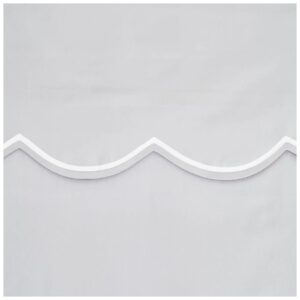 Clarence linen Scalloped Trim Duvet Cover & Shams 100% Cotton Sateen 400 Thread Count (FullQueen, White Scalloped)