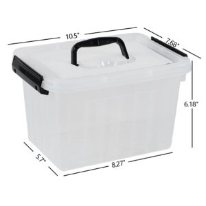 Ysmiltion 6 Quart Clear Small Storage Boxes with Handles, Plastic Storage Latching Bins, 6 Packs