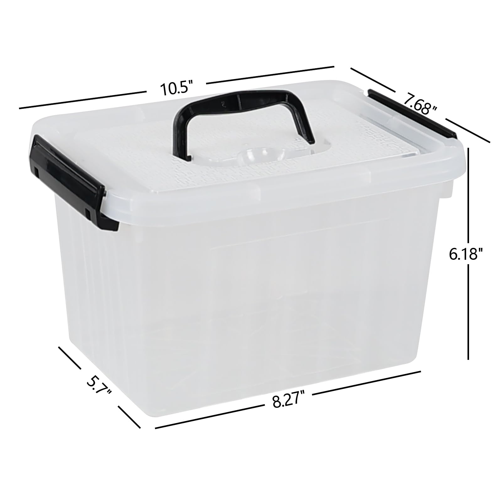 Ysmiltion 6 Quart Clear Small Storage Boxes with Handles, Plastic Storage Latching Bins, 6 Packs