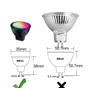 Noobibaba MR11 LED Bulb Color Changing GU4 LED Bulb MR 11 LED Landscape Light Bulbs 3W 12V Bi-Pin Base Warm White RGB Colors (2 Bulbs and a Remote)