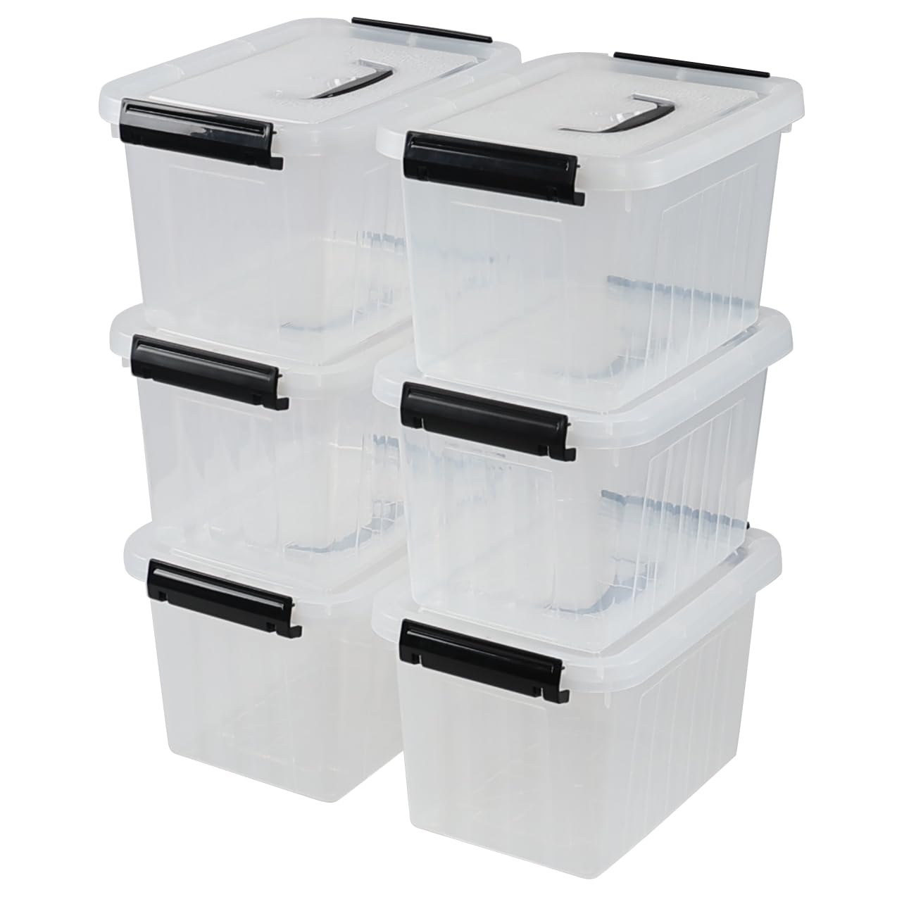 Ysmiltion 6 Quart Clear Small Storage Boxes with Handles, Plastic Storage Latching Bins, 6 Packs