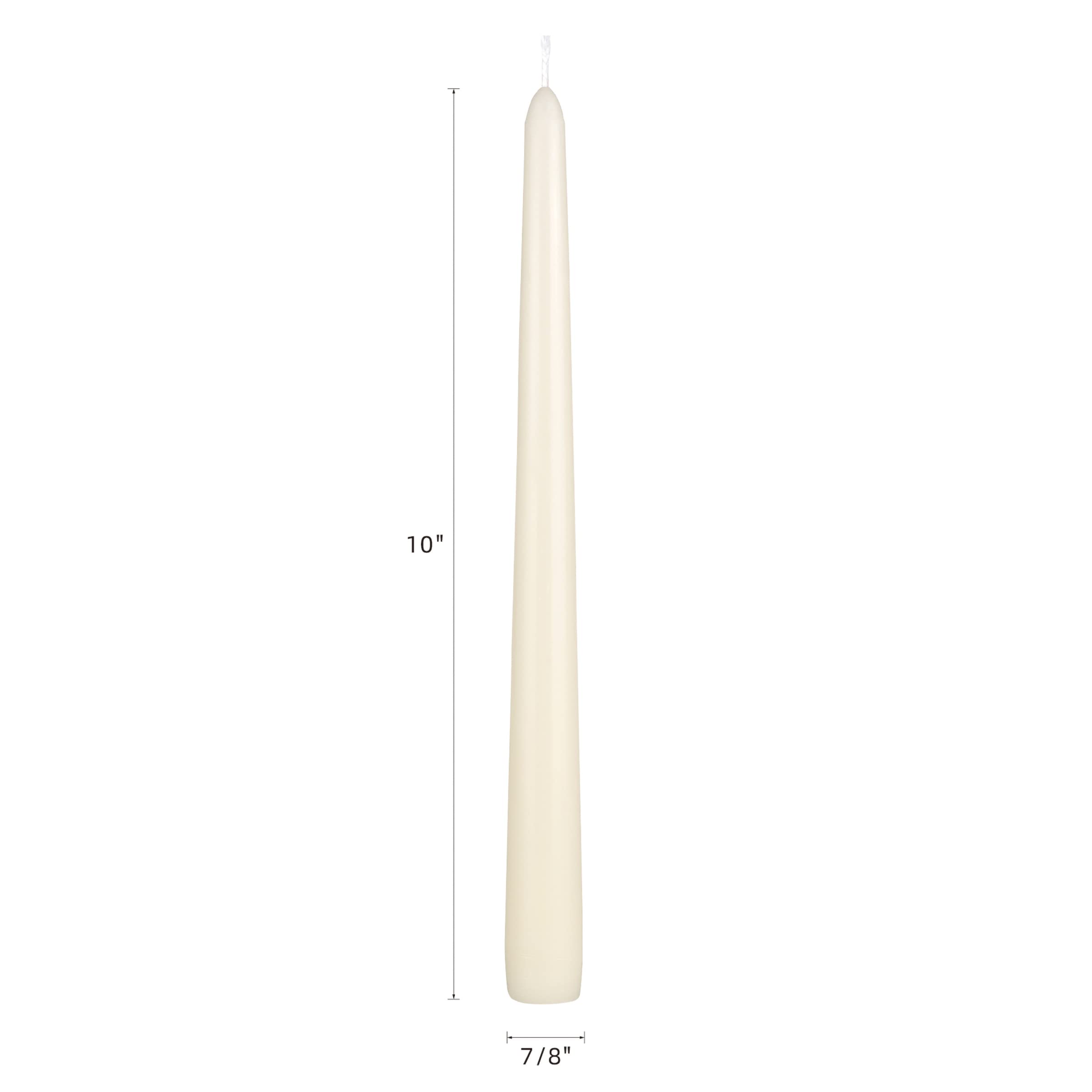 Mega Candles 6 pcs Unscented Ivory Taper Candles, Hand Poured Wax Candle 10 Inch x 7/8 Inch, Home Décor, Wedding Receptions, Centerpieces, Birthdays, Celebrations, Romantic Events, Holders