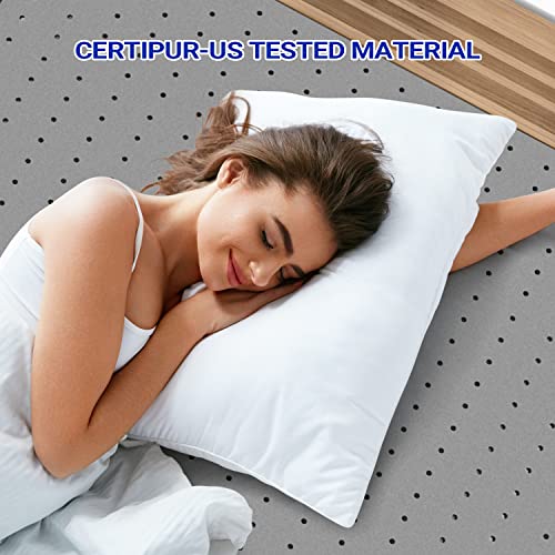 Maxzzz 4 Inch Mattress Topper Queen Size, Medium Firm Memory Foam Bed Mattress Topper, Ventilated Mattress Pad CertiPUR-US Certified Plush