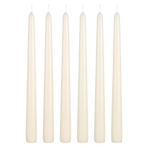 mega candles 6 pcs unscented ivory taper candles, hand poured wax candle 10 inch x 7/8 inch, home décor, wedding receptions, centerpieces, birthdays, celebrations, romantic events, holders