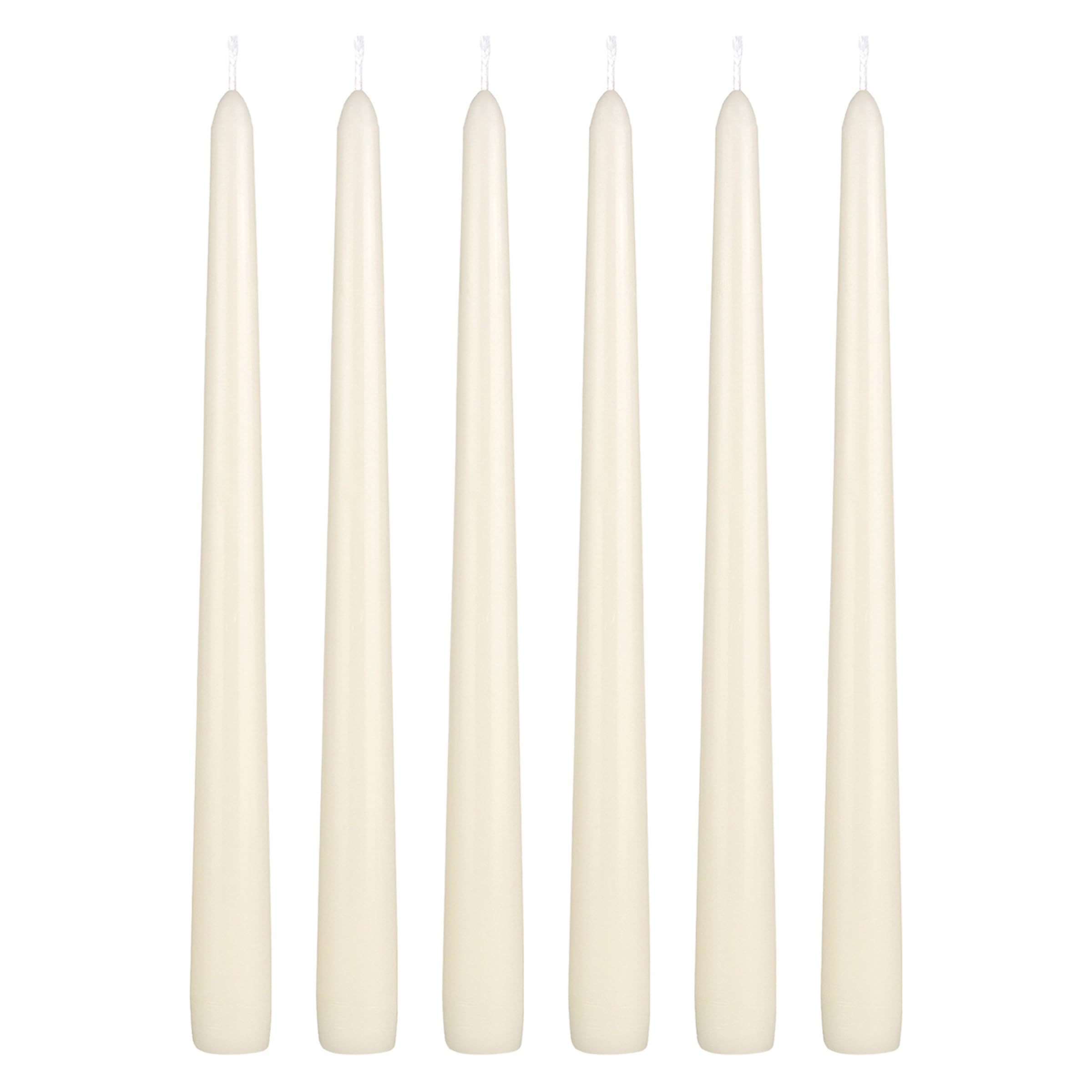 Mega Candles 6 pcs Unscented Ivory Taper Candles, Hand Poured Wax Candle 10 Inch x 7/8 Inch, Home Décor, Wedding Receptions, Centerpieces, Birthdays, Celebrations, Romantic Events, Holders