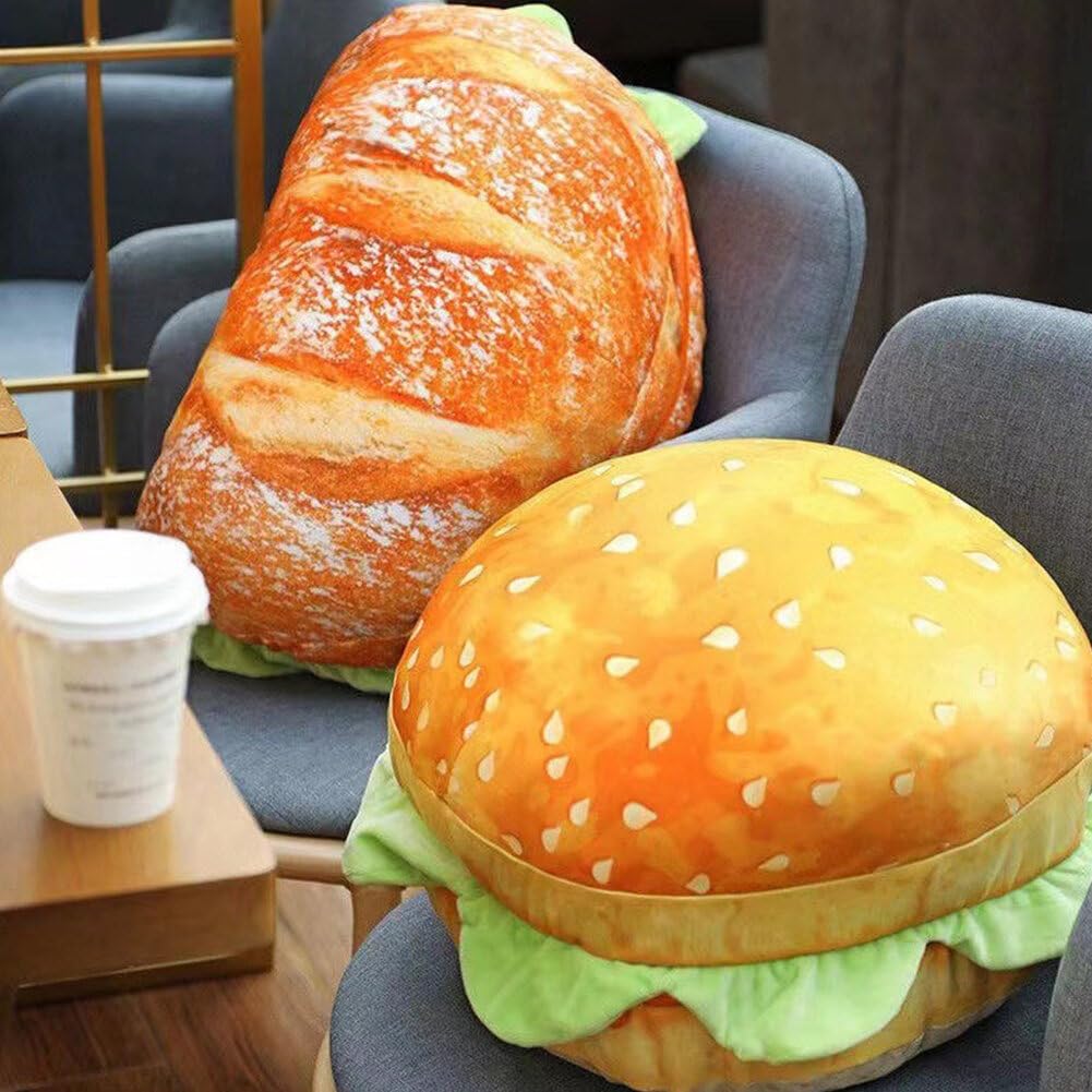 GKWW Cheeseburger Plush Pillow Hamburger Stuffed Pillow Giant 3D Simulation Burger Cushion Fluffy Cheeseburger Plushie Pillow Toys Gift for Room Decor Holiday Birthday