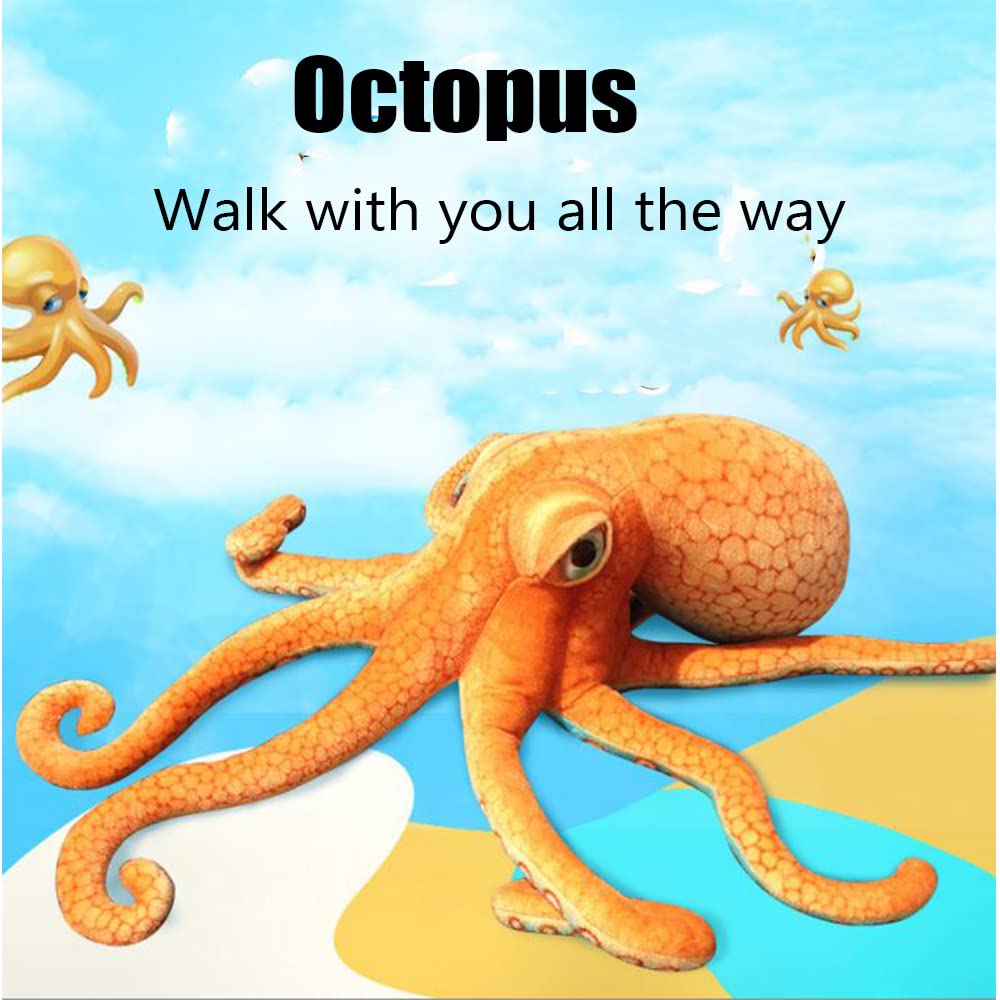 OUKEYI 21.6" Realistic Octopus Plush,Squid Plush Giant Squid Stuffed Animal Plush Toy Ocean AnimalSPillow,Squid Pillow for Easter Children's Day and Birthday Parties (brown)