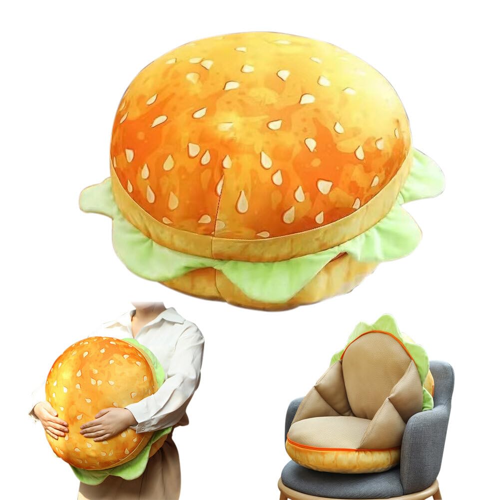 GKWW Cheeseburger Plush Pillow Hamburger Stuffed Pillow Giant 3D Simulation Burger Cushion Fluffy Cheeseburger Plushie Pillow Toys Gift for Room Decor Holiday Birthday