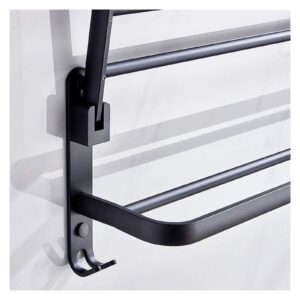 Towel Racks Towel Shelfs,Bathroom Towel Rack Aluminum Alloy Black Oil Brushed Bath Towel Holder Foldable Fixed Bath Towel Holder Space Aluminum Bathroom Shelf Bathroom Kitchen Hardware/39Cm (Size : 3