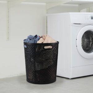 Ysmiltion Plastic Round Dirty Clothes Hampers, 40 L Round Laundry Baskets, 2 Packs