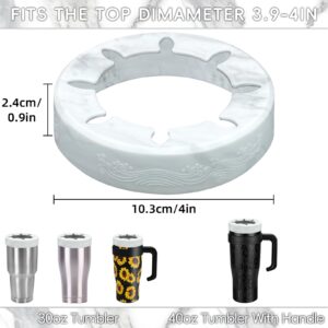 XccMe Iced Coffee Silicone Ring for Cold Beverages,Reusable Silicone Lid for 30oz Stainless Steel Tumbler,for YETI,RTIC,BJPKPK,for The Cup Mouth Diameter 3.9-4 inch (Marble)