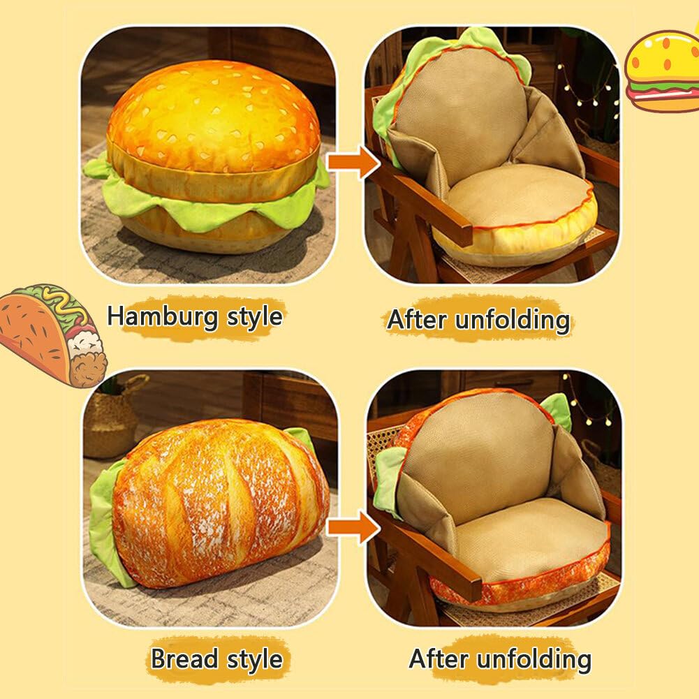 GKWW Cheeseburger Plush Pillow Hamburger Stuffed Pillow Giant 3D Simulation Burger Cushion Fluffy Cheeseburger Plushie Pillow Toys Gift for Room Decor Holiday Birthday