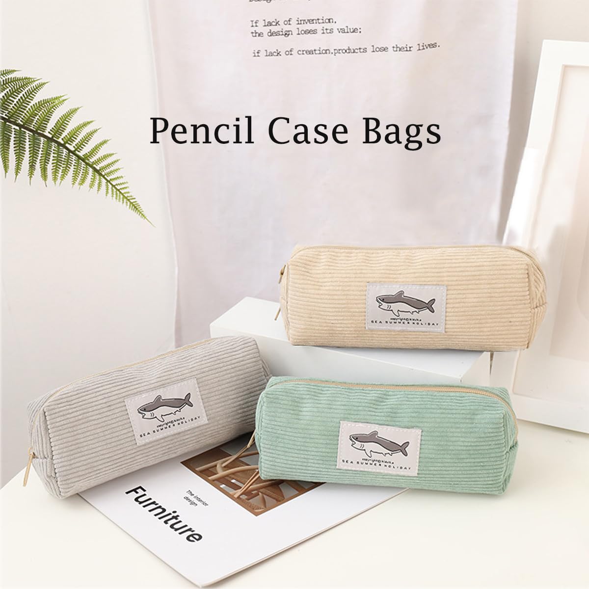 HABUAETY Small Pencil Pouch Shark Office Stationery Bag Mini Makeup Cosmetic Bags