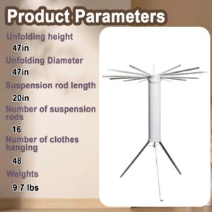 Zejoot Tripod Clothes Drying Rack, Space Saving Aluminum Foldable Clothing Garment Laundry Collapsible Portable for Home Balcony Bedroom Household Travel