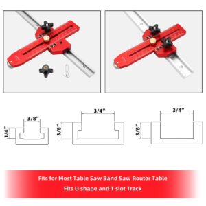 GOINGMAKE Safety Table Saw Jig Thin Rip Jig for Making Repetitive Narrow Thin Strip Cuts Metal Fast Thin Ripping Guide for Table Saw Band Saw Router Table Fits for 3/8" x 3/4" T Slot Woodworking Tools