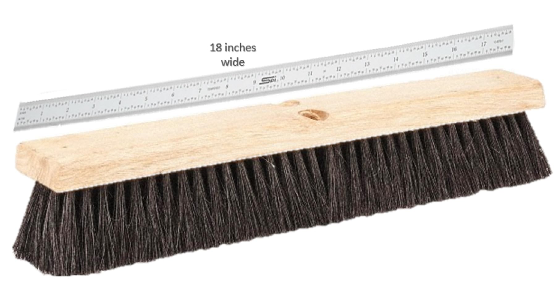 PRO SOURCE Tampico-Bristle Push Broom Head with Threaded Wood Block: 18" Wide