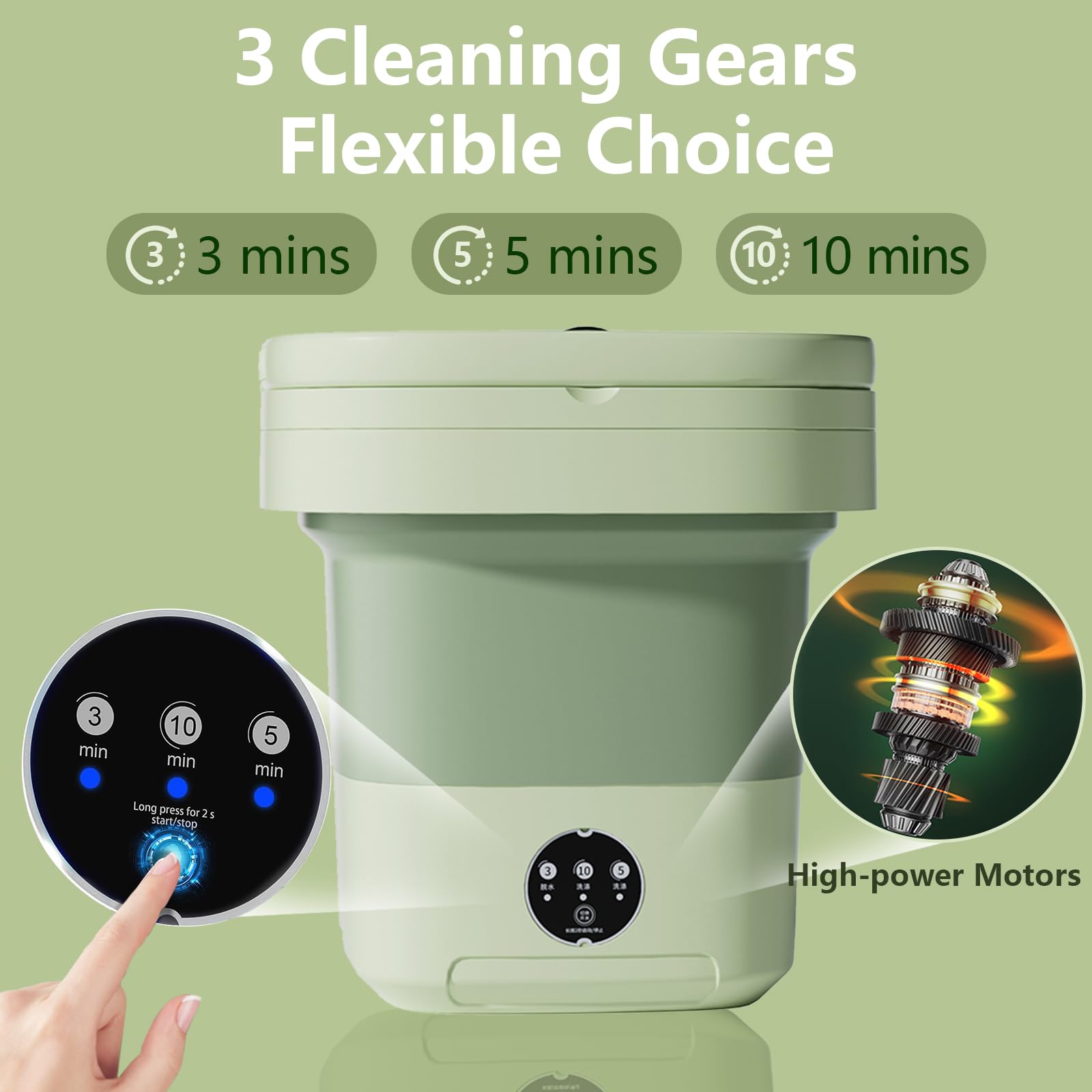 Portable Washing Machine 12L Foldable - Deep Cleaning with Blue Light Large Capacity 3 Modes Mini Washing Machine of Baby Clothes Small Clothes for Apartments Dormitories Camping RV Travel W25