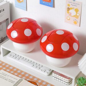 BESTOYARD 2pcs Desktop Trash Can Small Trash Can Trash Can Cute Nursery Trash Can Kawaii Trash Bin Mushroom Trash Bin Mini Garbage Can Rubbish Bin Bucket Office with Cover Abs