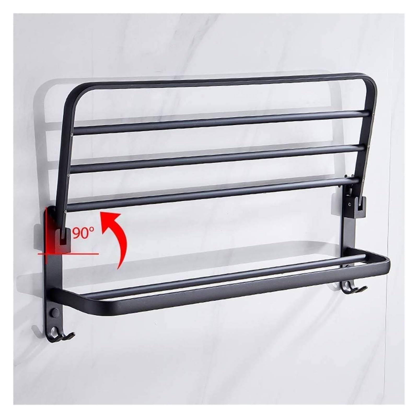 Towel Racks Towel Shelfs,Bathroom Towel Rack Aluminum Alloy Black Oil Brushed Bath Towel Holder Foldable Fixed Bath Towel Holder Space Aluminum Bathroom Shelf Bathroom Kitchen Hardware/39Cm (Size : 3