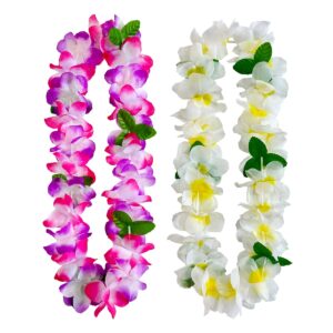 ZZSJNB 10 Counts Hawaiian Leis Necklace Leis Headbands Leis Tropical Luau Hawaii Silk Flower Lei Theme Party Favors Wreaths Headbands Holiday Wedding Beach Birthday Decorations