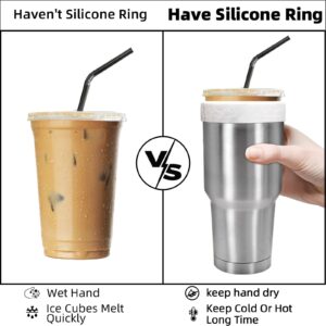 XccMe Iced Coffee Silicone Ring for Cold Beverages,Reusable Silicone Lid for 30oz Stainless Steel Tumbler,for YETI,RTIC,BJPKPK,for The Cup Mouth Diameter 3.9-4 inch (Marble)