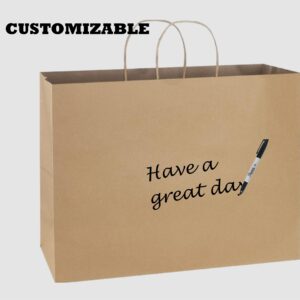 Premium 10x5x13 Paper Bags with Handles - Pack of 100, Kraft Paper Bags Ideal for Shopping, Wedding, Business, Retail, Craft, Gifts & More - Durable, 100% Recyclable Brown Quality Bags