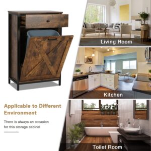 Bed Bath & Beyond 10 Gallon Tilt Out Kitchen Trash Cabinet Trash Can Wooden Tilts Out Hands Laundry Recycling Holder Brown Brown