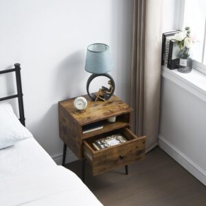 VECELO Modern Nightstands,Square End Side Table with Drawer and Storage Space for Bedroom and Living Room