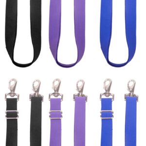 Pack of 6 Adjustable Length Elastic Leg Straps for Horse Blankets,Horse Blanket Sheet Replacement Elastic Leg Strap (6, 2Black+2Blue+2Purple)