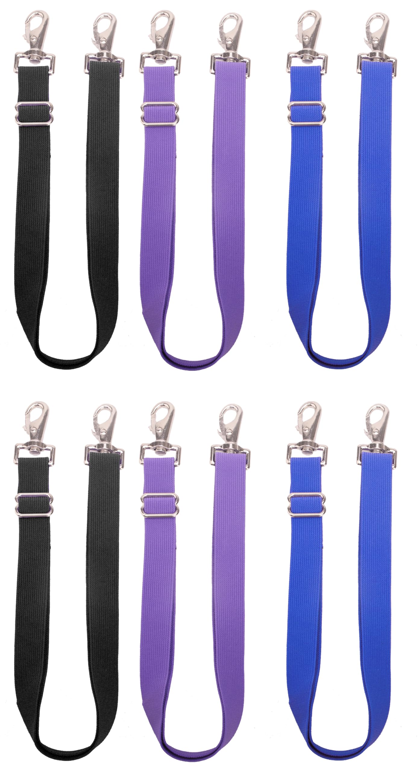 Pack of 6 Adjustable Length Elastic Leg Straps for Horse Blankets,Horse Blanket Sheet Replacement Elastic Leg Strap (6, 2Black+2Blue+2Purple)