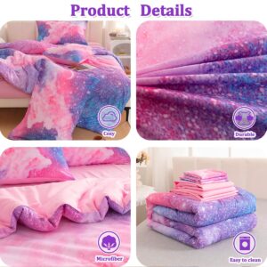 ASKOTU Purple Galaxy Full Bedding Sets for Girls Kids, 6 Pcs Bed in a Bag Full Size Comforter Sets with Sheets