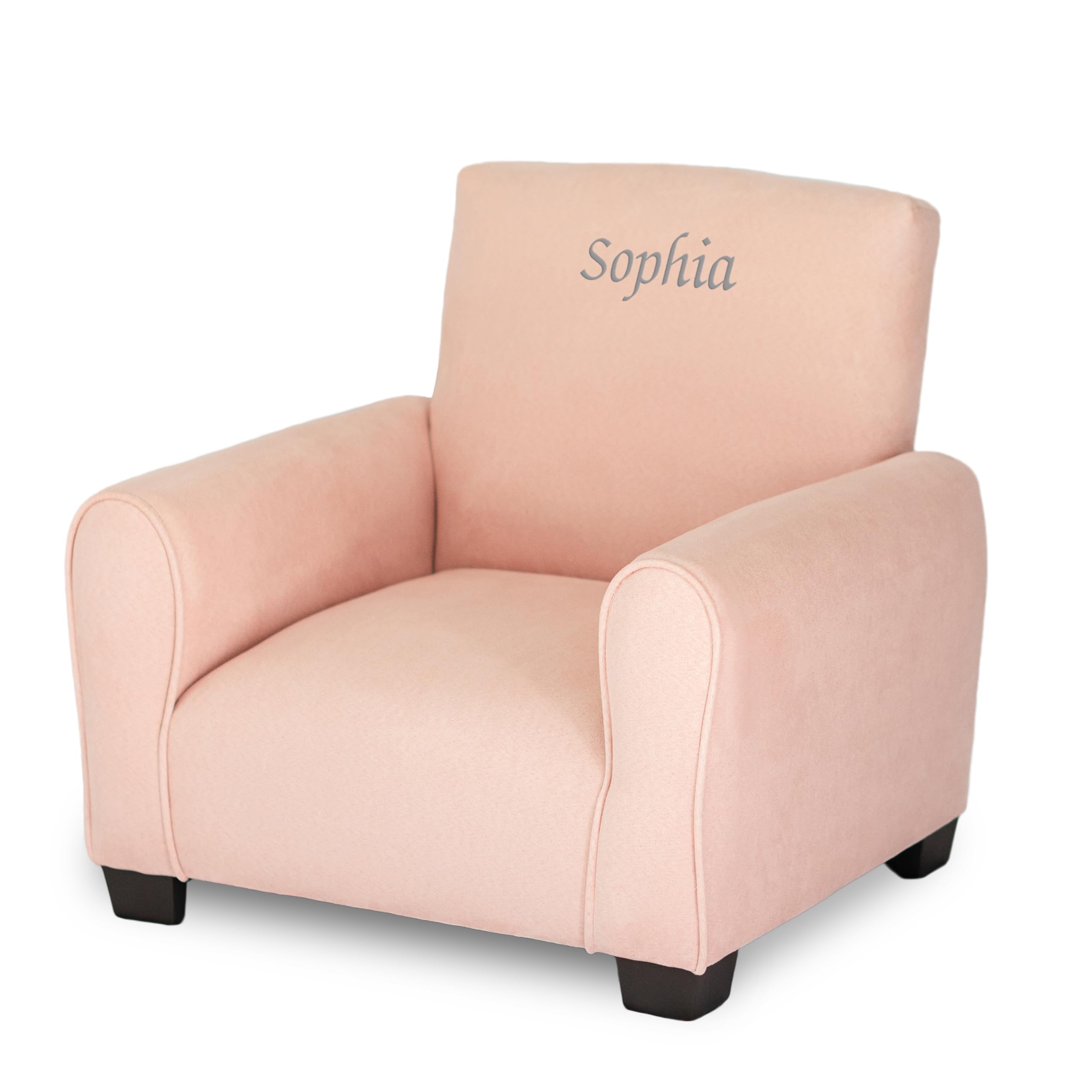 Generic Kids Personalized Chair, Personalized Kids Upholstered Rocking Chair, Toddler Chair with Personalized Name, Comfy Kids Armchair, Kids Chair with Personalization (Blush Suede, Legs), KC100L-PN