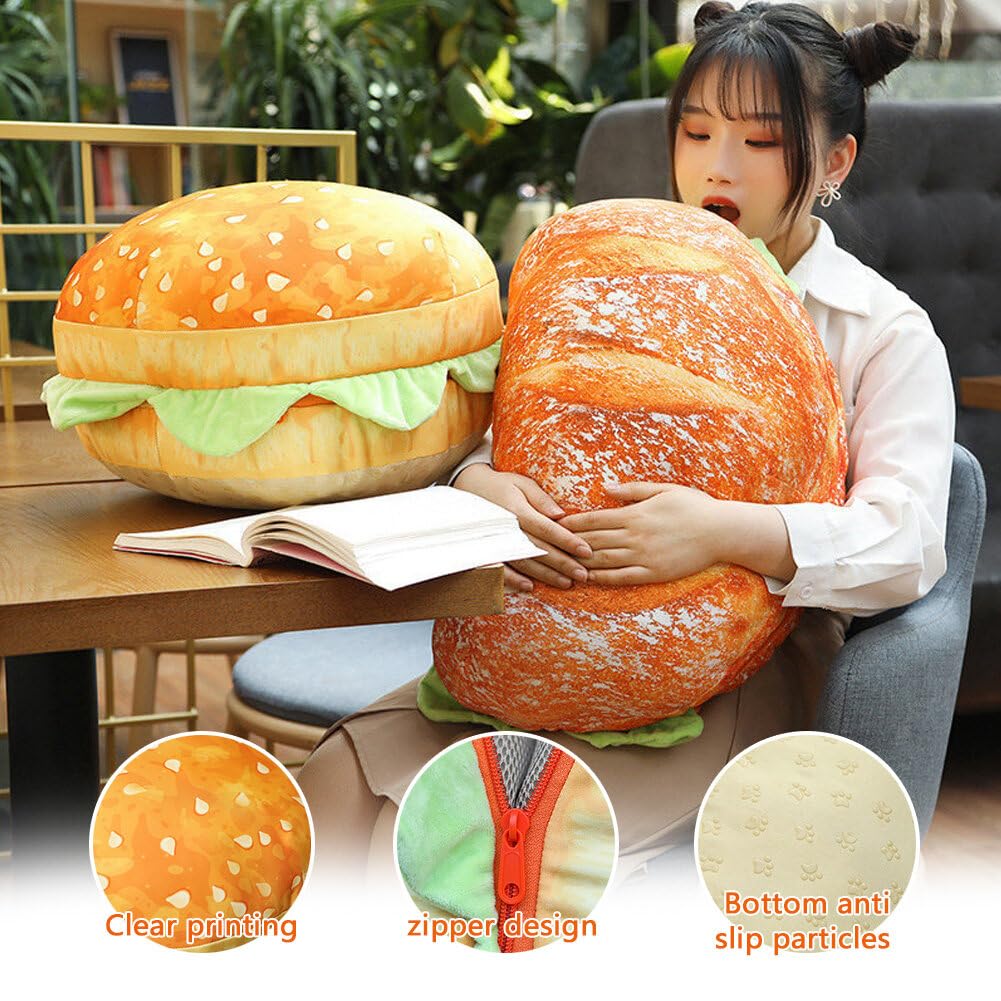 GKWW Cheeseburger Plush Pillow Hamburger Stuffed Pillow Giant 3D Simulation Burger Cushion Fluffy Cheeseburger Plushie Pillow Toys Gift for Room Decor Holiday Birthday