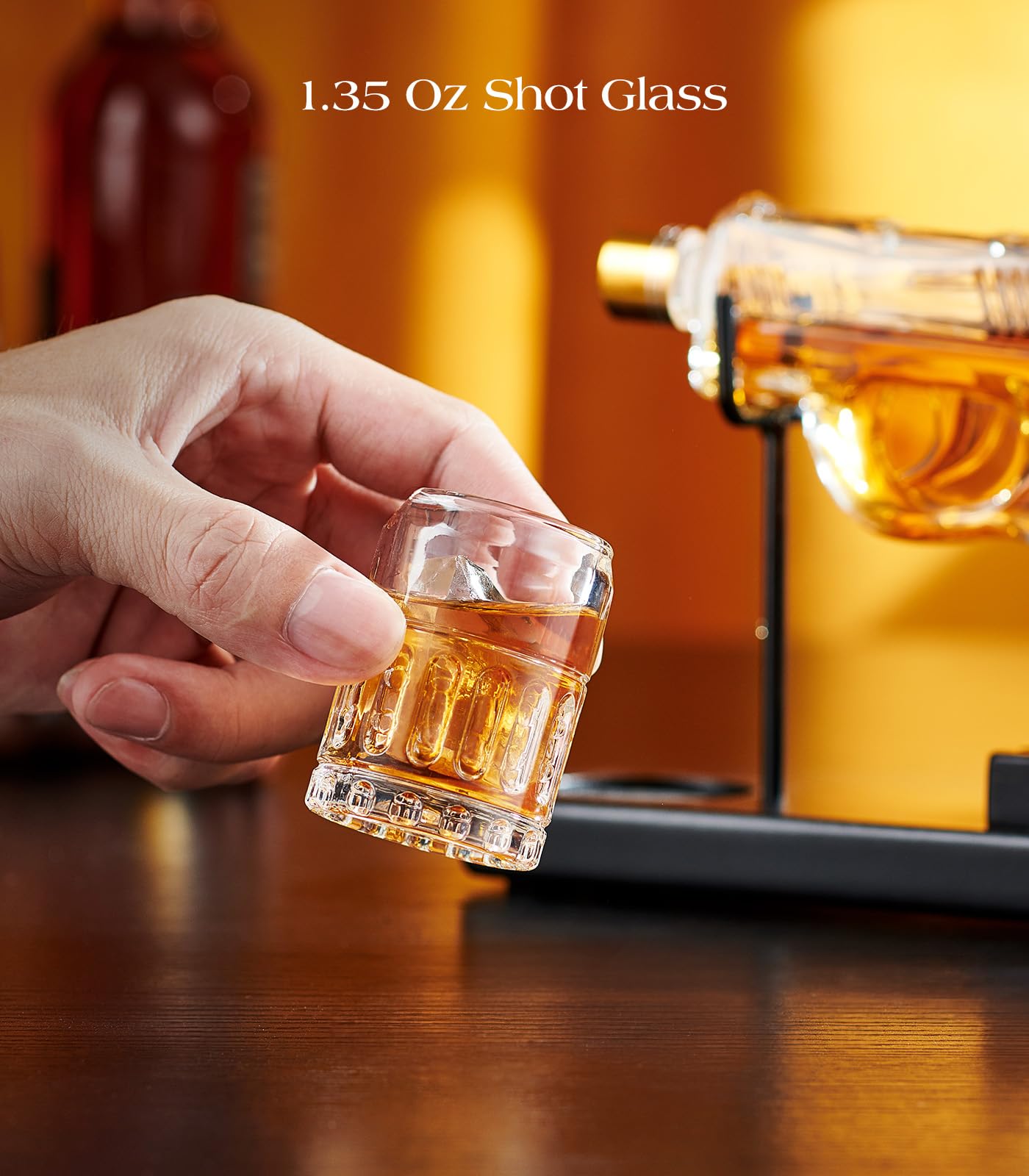 Birthday Gifts for Men Dad, Kollea Gun Whiskey Decanter Sets for Men - Shot Glass, Funny Christmas Gift Ideas for Him Boyfriend Brother, Liquor Dispenser for Bar, Anniversary, Veteran Military Present