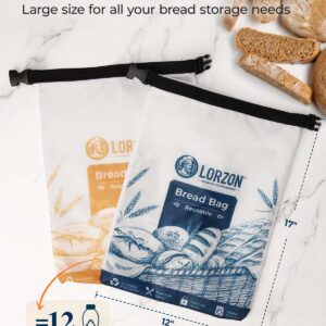 2-Pack Bread Bags to Keep Fresh, Reusable Bread Bags for Homemade Bread, Sourdough Bread Bags with Zipper, Large Bread Loaf Freezer Bags