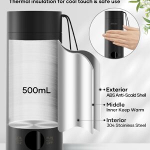 Sekaer Small Travel Portable Electric Kettle, Mini Tea Kettle Hot Water Boiler, 0.5L & 500Watts, with 4 Variable Presets and 304 Stainless Steel, SKE-850B