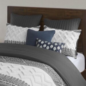 Gracie Mills Robbins Chenille Tufted 3-Piece Cotton Duvet Cover Set