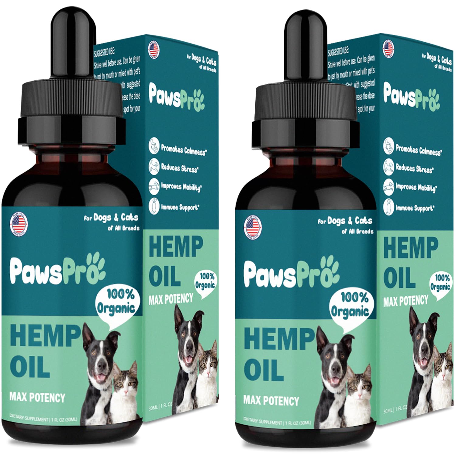 PawsPro Hemp Oil for Dogs and Cats - Helps Pets with Anxiety, Pain, Stress, Sleep, Arthritis, Seizures Relief - Calming Treats Chews - Support Hip and Joint Health (2 Pack)